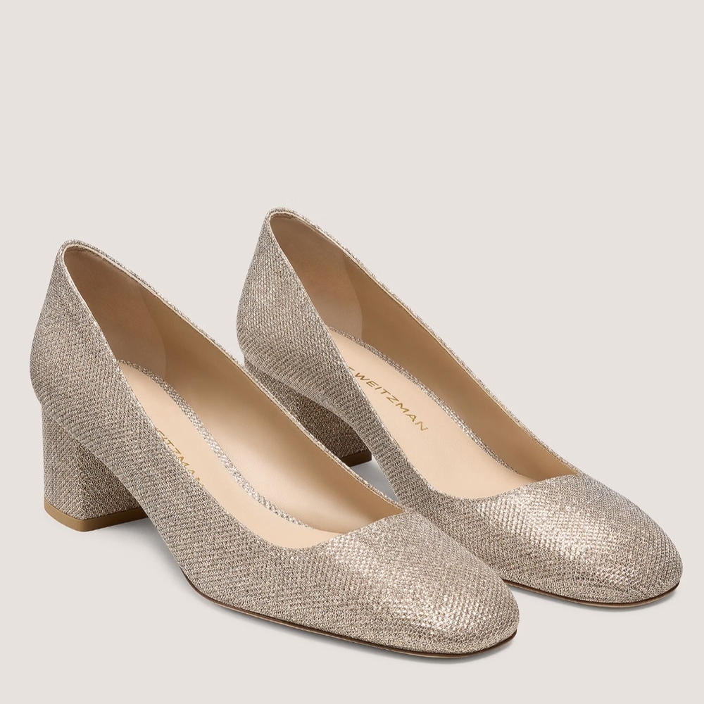 Stuart Weitzman Women's Gold Block Heel Pumps